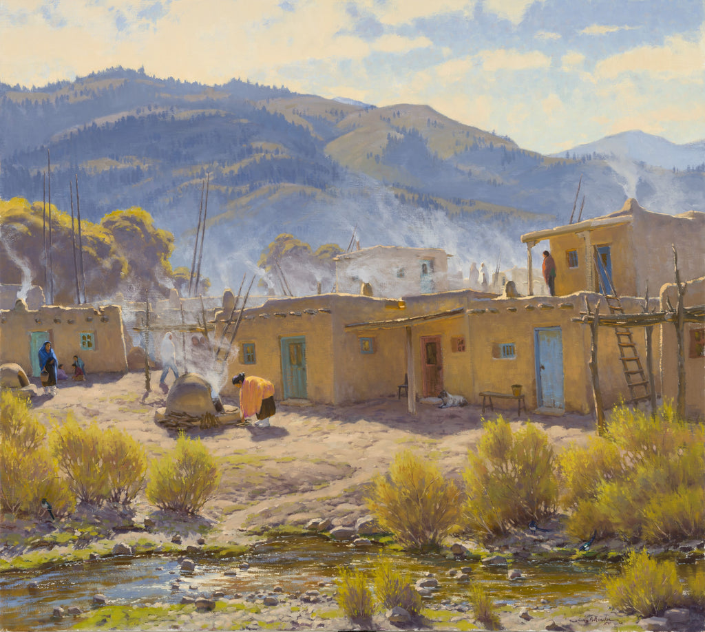 Rencher, Ron, 60A, "Morning Fires, Taos Pueblo"