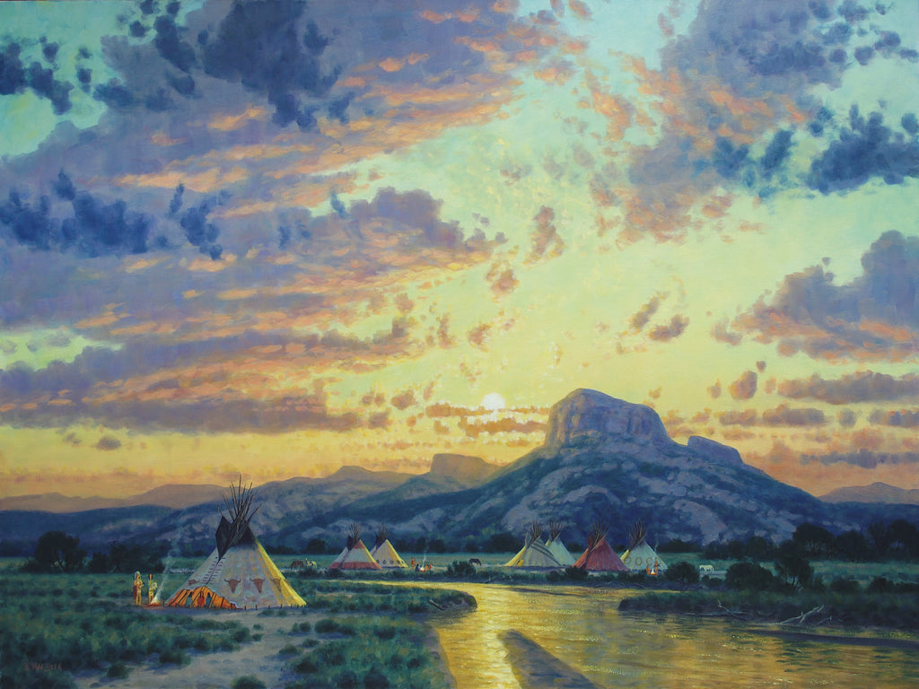 LOT 23. Van Beek, Randy. 80A, "Mescalero Apache camp in the Guadalupe Mountains", 2023